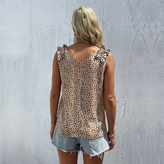 Women's new sleeveless leopard print suspender top