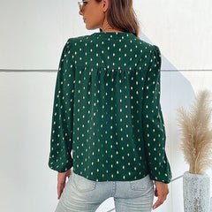 Women's new gilded green long sleeve top