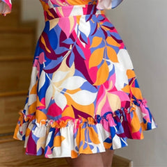 A-Z Women's New Printed Fashion Elegant Ruffle Dress