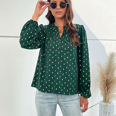 Women's new gilded green long sleeve top