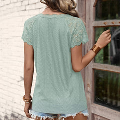 Women's new patchwork lace loose oversized T-shirt