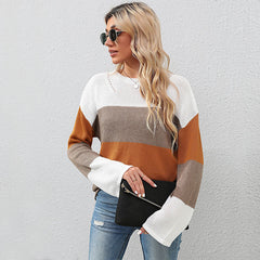 Women's new patchwork long-sleeved sweater