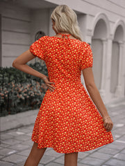 Women's new square neck hanging neck French polka dot dress short skirt