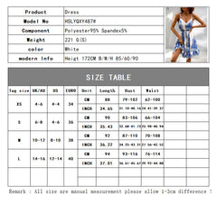 Women's new Blue and white porcelain color matching suspender waist closing dress