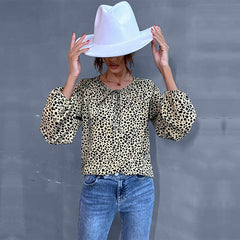 Women's new leopard print shirt long sleeve