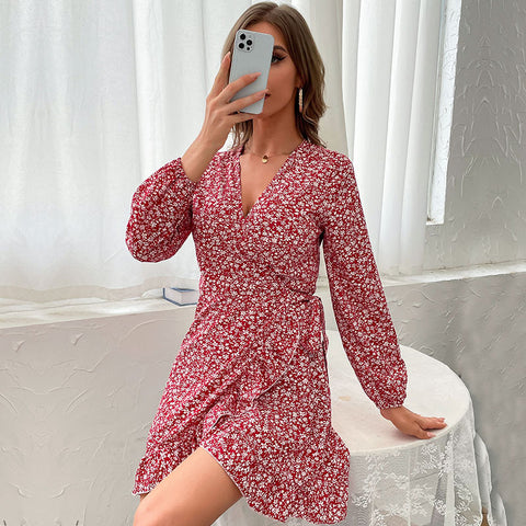 Women's New One Piece Long Sleeve Red Dress