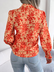 Women's new contrast flower lapel shirt