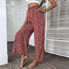 Women's New Cotton High Waist Split Wide Leg Pants