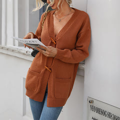 Women's new solid color sweater cardigan jacket