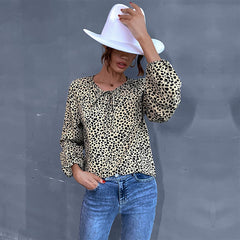 Women's new leopard print shirt long sleeve