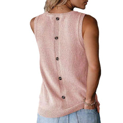 Women's new button design solid color sweater