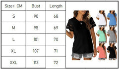 Women's New Summer New Lace Panel Short Sleeve T-shirt