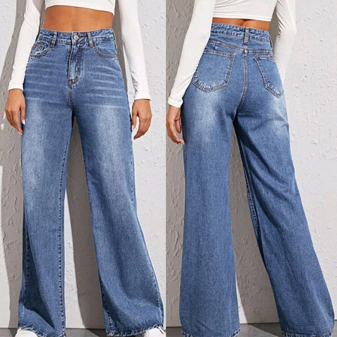 A-Z Women's New Loose High Waist Wide Leg Jeans