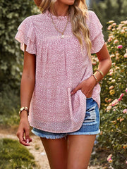 Women's new summer polka dot short sleeve chiffon shirt