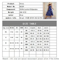 A-Z Women's New Blue Strap Printed Women's Dress Long Dress