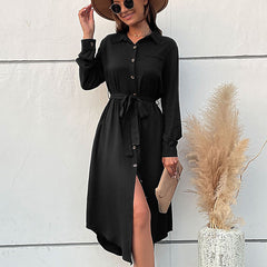 Women's New Black Polo Shirt Long Sleeve Dress