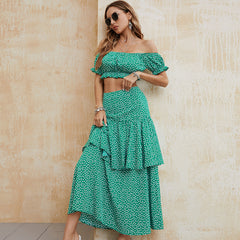 Women's New Two Piece Off Shoulder Half Dress Set