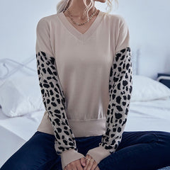 Women's New Leopard Pattern Long Sleeve Knitted Sweater