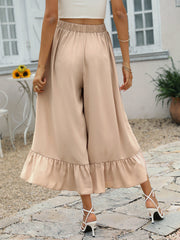 Women's new ruffle belt khaki dress pants