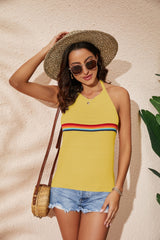 Women's New Fashion Open Back Knitted Lace Up Tank Top