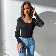 Women's Black Long Sleeve Bodysuit