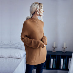 Women's New Solid Color Long Sleeve Half High Neck Sweater