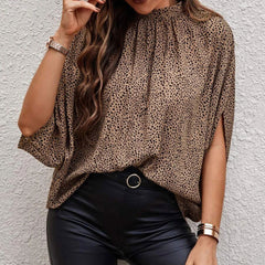 Women's New Casual Print Split Bat Sleeve Strap Top