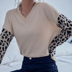 Women's New Leopard Pattern Long Sleeve Knitted Sweater