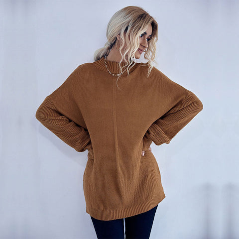 Women's New Solid Color Long Sleeve Half High Neck Sweater