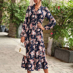 Women's New Printed Autumn Winter Long Sleeve Dress