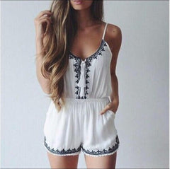 CUTE SEXY EMBROIDERY CHIFFON ROMPER JUMPSUIT