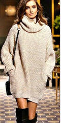 Turtle neck loose long-sleeved sweater dress smock