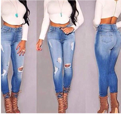 Women's jeans female HIGH waist hole JEANS HIGH QUALITY NOT THE POOR