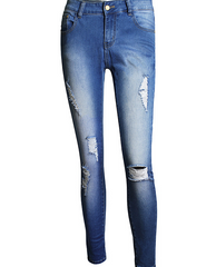 Women's jeans female HIGH waist hole JEANS HIGH QUALITY NOT THE POOR