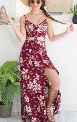 FASHION RED FLORAL ONE PIECE DRESS