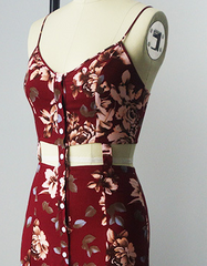 FASHION RED FLORAL ONE PIECE DRESS