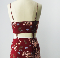 FASHION RED FLORAL ONE PIECE DRESS