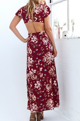 FASHION CUTE RED FLORAL HOT DRESS