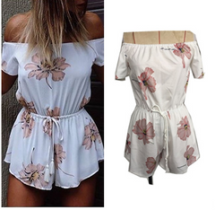 FASHION OFF SHOULDER PRINT ROMPER