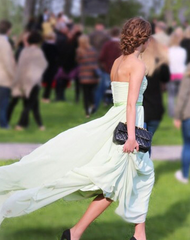 HOT GREEN STRAPLESS LONG DRESS