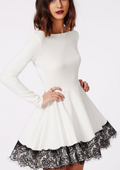 HOT PURE WHITE LONG SLEEVE DRESS