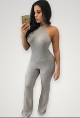 HOT GREY BACKLESS JUMPSUIT