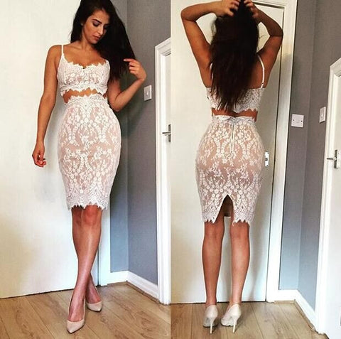 CUTE SEXY LACE TWO PIECE DRESS