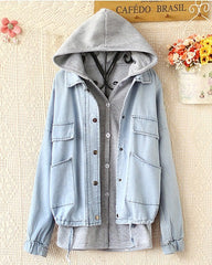 HOODED VEST FLEECE LOOSE COWBOY COAT TWO-PIECE OUTFIT