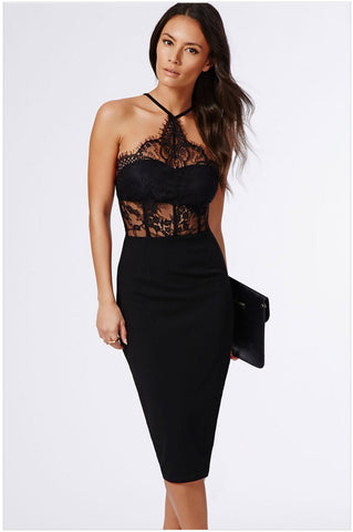 FASHION CUTE LACE DRESS BLACK