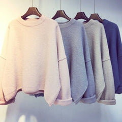 Thick double-sided bat sleeve cashmere sweaterversion of a short section of loose pullover female coat