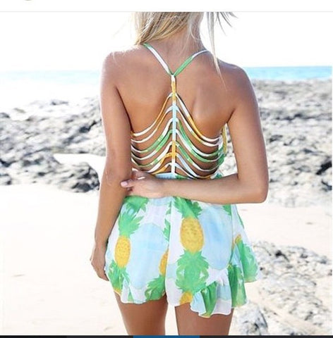 HOT GREEN YELLOW ROMPER HOLLOW OUT CUTE DESIGN