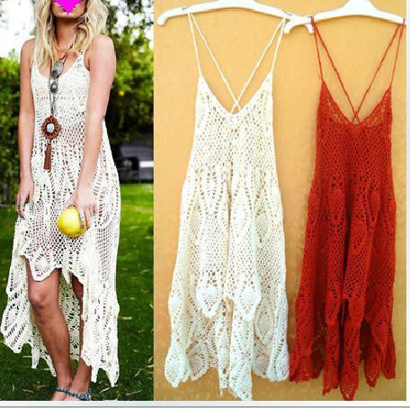 HOLLOW OUT LACE LONG AND SHORT DRESS