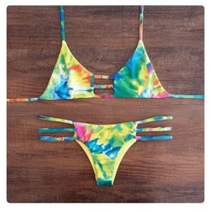 CUTE COLORFUL HOLLOW OUT TWO PIECE BIKINI