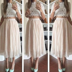 ON SALE HOT LACE TOP WITH SKIRT TWO PIECE DRESS